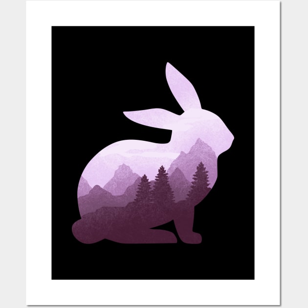 Dramabite Rabbit Bunny Hare Double Exposure Surreal Wildlife Animal Wall Art by dramabite